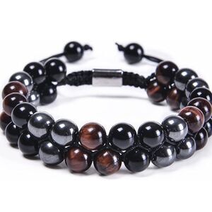 Triple Protection Bracelet Fashion Crystal Bracelet for Men Women Tiger Eye Bead